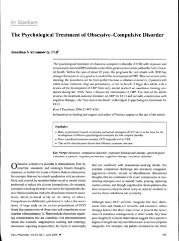 The Psychological Treatment Of Obsessive-Compulsive Disorder