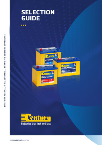 SELECTION GUIDE - Century Batteries