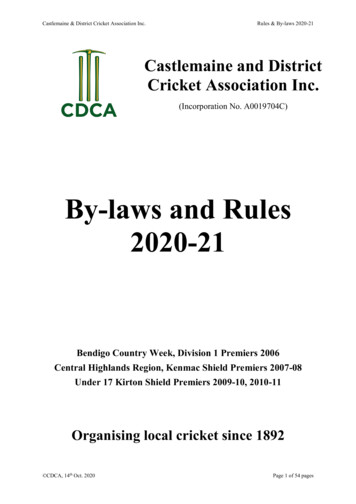 By-laws And Rules 2020-21 - Cricket