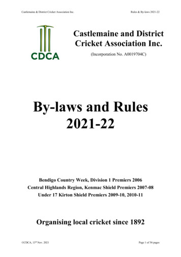 By-laws And Rules 2021-22 - Cricket