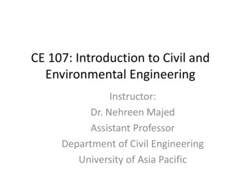 CE 107: Introduction To Civil And Environmental Engineering