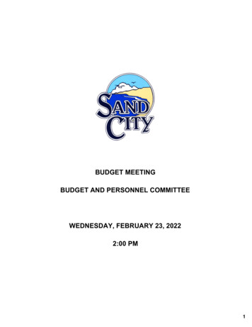 Budget Meeting Budget And Personnel Committee Wednesday, February 23 .