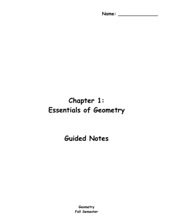 Chapter 1: Essentials Of Geometry Guided Notes - Weebly