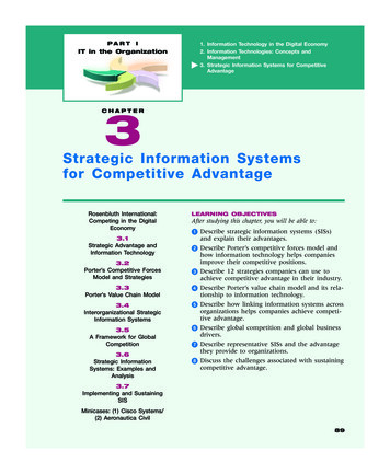 Strategic Information Systems For Competitive Advantage
