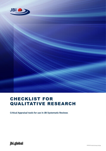 Checklist For Qualitative Research
