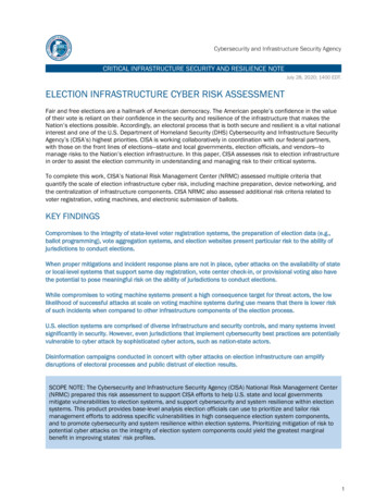 Election Infrastructure Cyber Risk Assessment - CISA