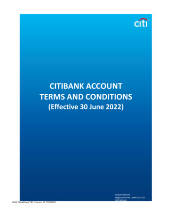 Citibank Account Terms And Conditions