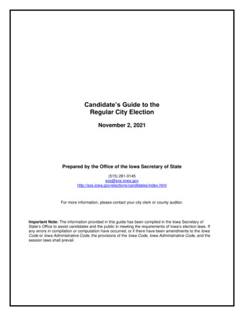 Candidate's Guide To The Regular City Election - Iowa