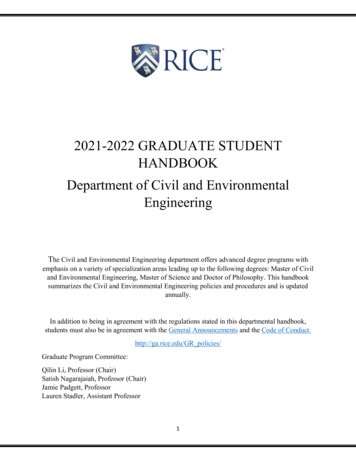 2021-2022 GRADUATE STUDENT HANDBOOK Department Of Civil And .