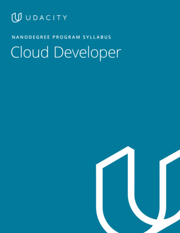 NANODEGREE PROGRAM SYLLABUS Cloud Developer