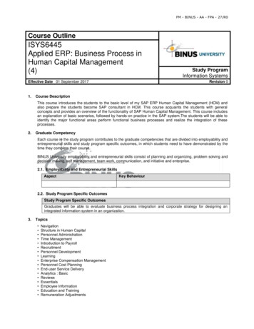 Course Outline ISYS6445 Applied ERP: Business Process In Human Capital .