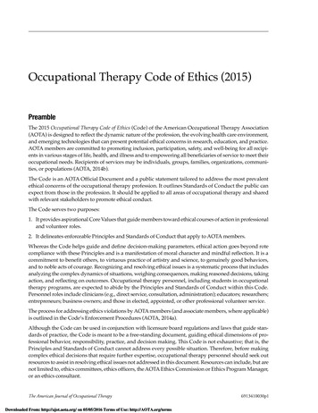Occupational Therapy Code Of Ethics (2015) - Pacific University