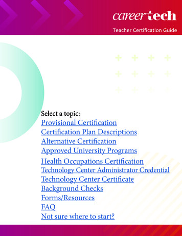 Select A Topic: Provisional Certification Certification Plan . - Oklahoma