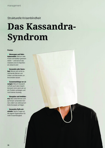 Strukturelle Krisenblindheit Das Kassandra- Syndrom