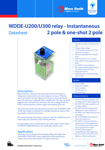 WDDE-U200/U300 Relay - Instantaneous Datasheet 2 Pole & One-shot 2 Pole