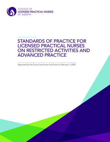 Standards Of Practice For Licensed Practical Nurses On Restricted .