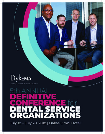 SM 5th ANNUAL DEFINITIVE CONFERENCE For DENTAL SERVICE ORGANIZATIONS