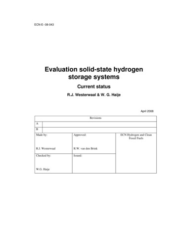 Evaluation Solid-state Hydrogen Storage Systems - Stanford University