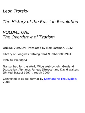 Leon Trotsky The History Of The Russian Revolution VOLUME ONE The .