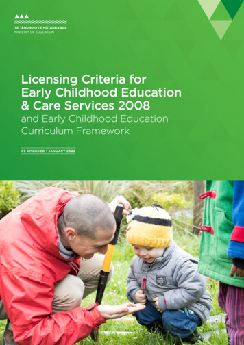 Licensing Criteria For Early Childhood Education & Care Services 2008