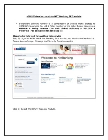 ECMS Virtual Account Via NET Banking TPT Module HSLULP - HDFC Life
