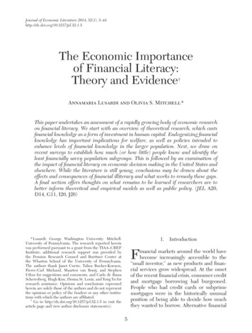 The Economic Importance Of Financial Literacy: Theory And Evidence