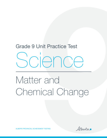 Grade 9 Unit Practice Test Science - Alberta