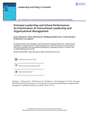 Principal Leadership And School Performance: An Examination Of .