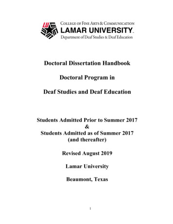 Doctoral Dissertation Handbook Doctoral Program In Deaf Studies And .