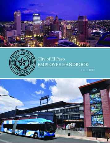 City Of El Paso EMPLOYEE HANDBOOK