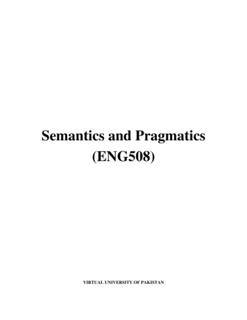 Semantics And Pragmatics (ENG508) - Virtual University