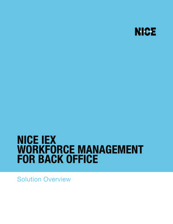 NICE IEX WorkforCE MaNagEMENt For BaCk OffICE