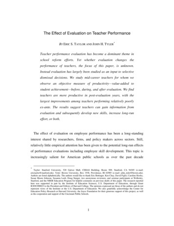 The Effect Of Evaluation On Teacher Performance - Harvard University