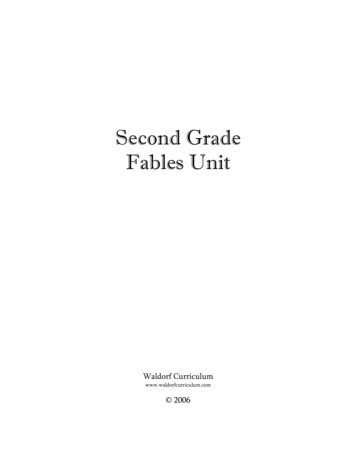 Second Grade Fables Unit - Waldorf Curriculum