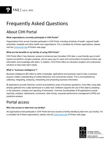 Frequently Asked Questions - CIHI