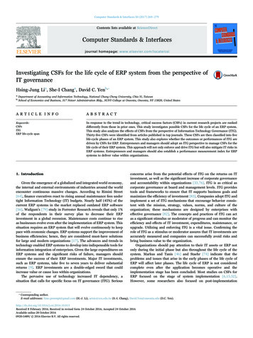 Investigating CSFs For The Life Cycle Of ERP System From The .