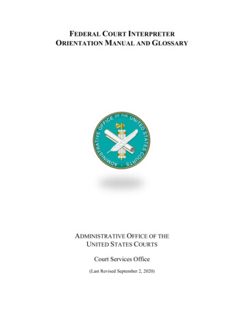 Federal Court Interpreter Orientation Manual And Glossary