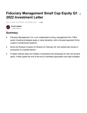 2022 Investment Letter Fiduciary Management Small Cap Equity Q1