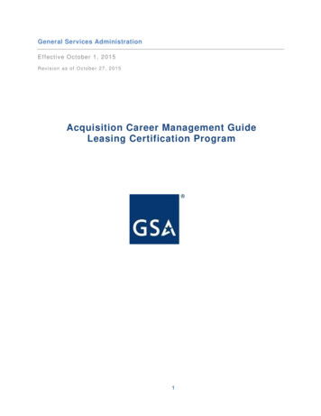 Acquisition Career Management Guide Leasing Certification Program - GSA
