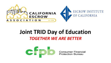 Joint TRID Day Of Education - Escrow Institute
