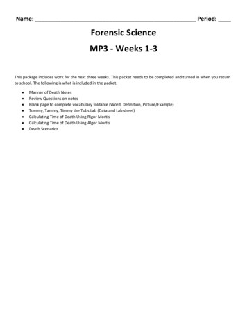 Name: Period: Forensic Science MP3 - Weeks 1-3