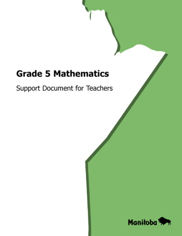 Grade 5 Mathematics Support Document For Teachers