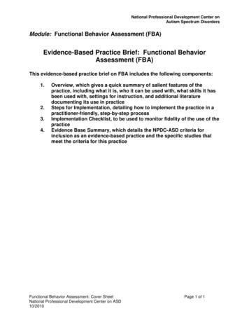 Evidence-Based Practice Brief: Functional Behavior Assessment (FBA)