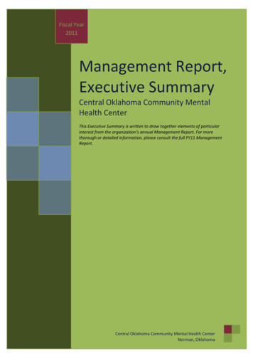 FY11 Management Report Executive Summary - Odmhsas 