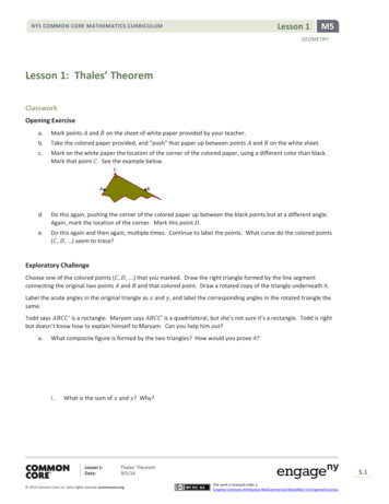 Lesson 1: Thales' Theorem - Federal Way Public Schools
