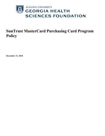SunTrust MasterCard Purchasing Card Program Policy