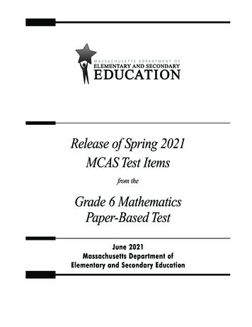 Release Of Spring 2021 MCAS Test Items