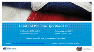Grant And Per Diem Operational Call - Veterans Affairs
