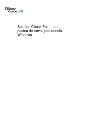 Solution Check Point Pour Postes De Travail Personnels Windows - Quebec.ca