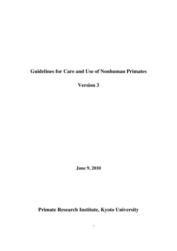 Guidelines For Care And Use Of Nonhuman Primates - Kyoto U